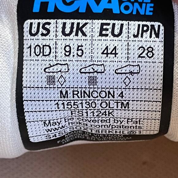 Hoka One One Men's Rincon 4 Running Shoe White Size 10D Good Used Condition - Picture 5 of 6